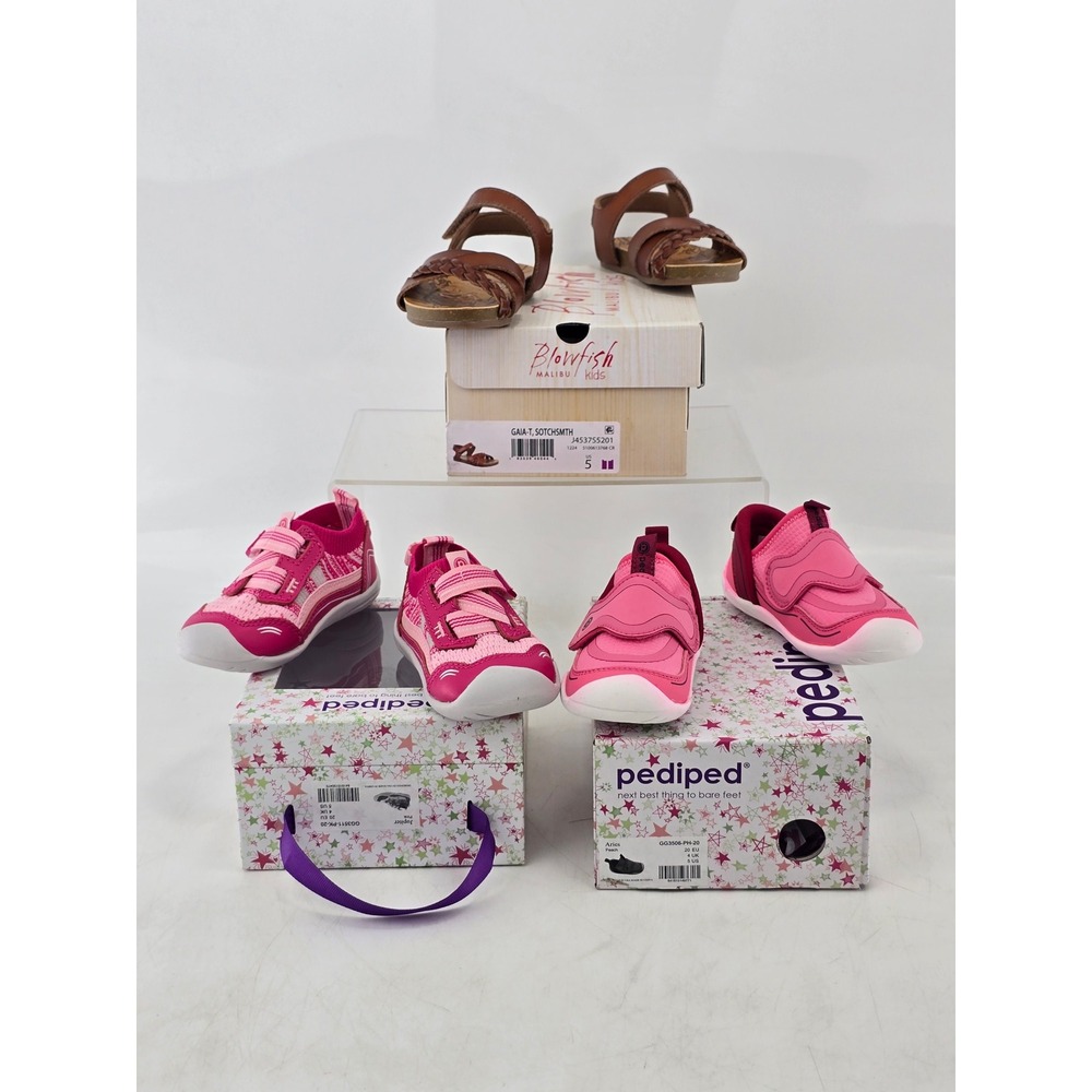 3 lot Blowfish Pediped Shoes Sandals Toddler Girls Size 5 Pink Brown Bundle NEW